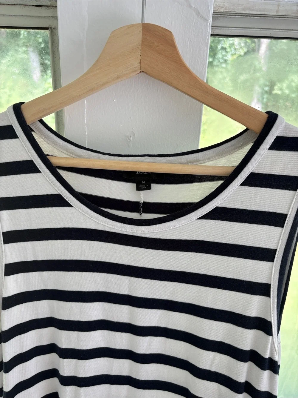 J.Crew Navy and White Striped Maxi Dress Cotton Medium